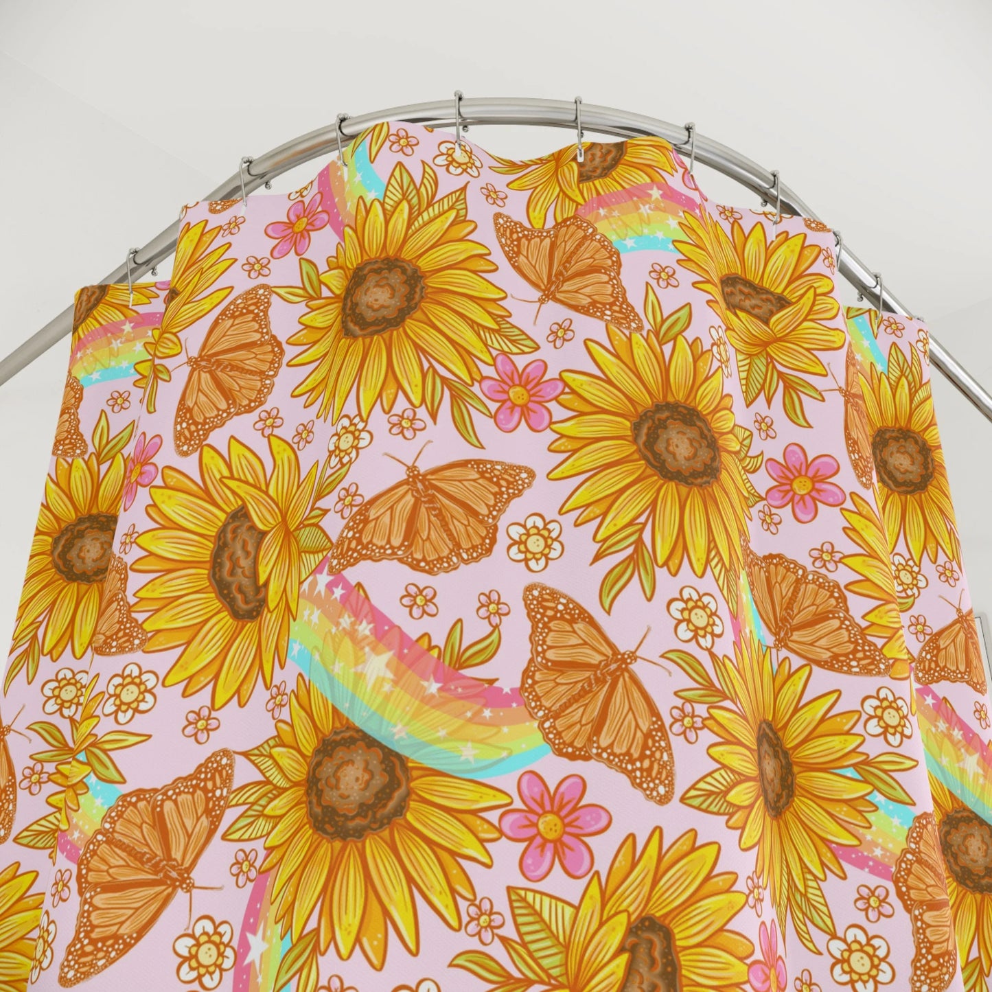 Yellow Floral Boho Shower Curtain Personalized