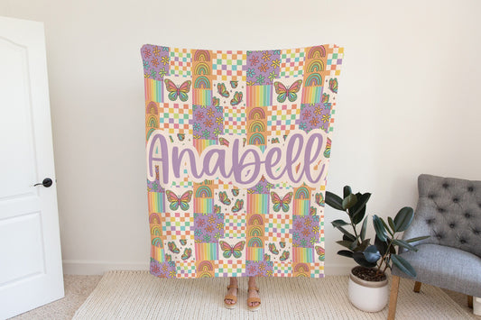 Personalized Patchwork Butterfly Blanket