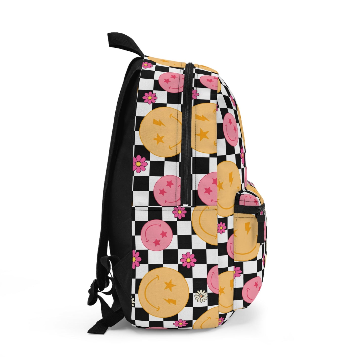 Personalized Backpack smiley face checkered, Back to school Gifts for kids Girls Backpack, Kids toddler Backpack, custom daycare bag