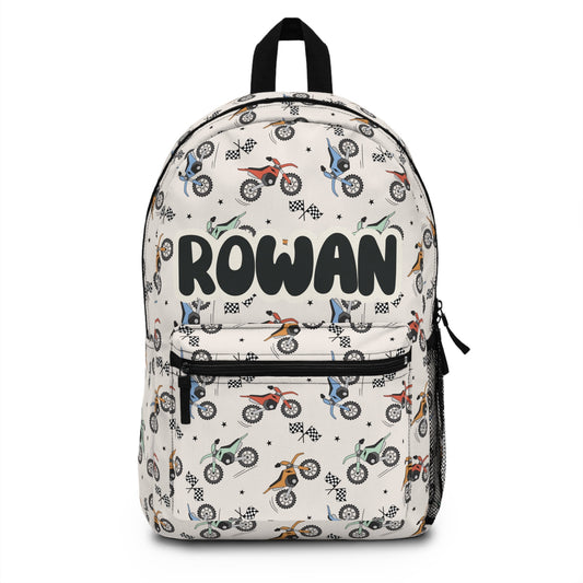 Personalized Backpack dirt bike lunch box and water bottle sets, Back to school boys bag