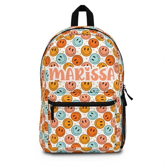 Personalized Backpack smiley face, Back to school girls bag Kids toddler Backpack, Gifts for kids Girls Backpack, custom daycare bag