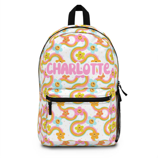 Personalized Backpack floral groovy, Back to school girls bag Kids toddler Backpack, Gifts for kids Girls Backpack, custom daycare bag