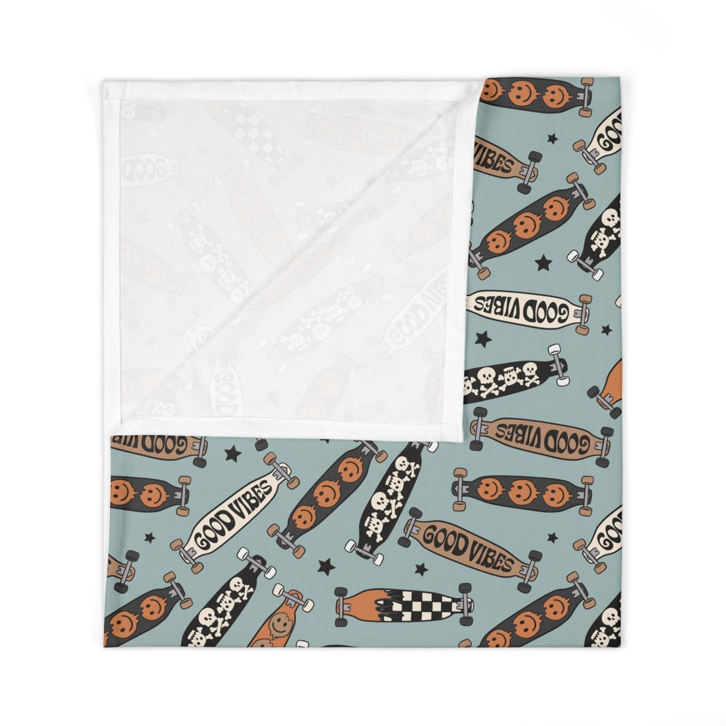 Personalized Baby Boy Swaddle Blanket Hat Set, skateboard swaddle, blue hospital reveal outfit baby boy baby shower gift receiving blanket