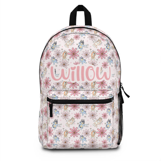 Personalized Girls Bluey Backpack Pink, lunch box and Water Bottle Set