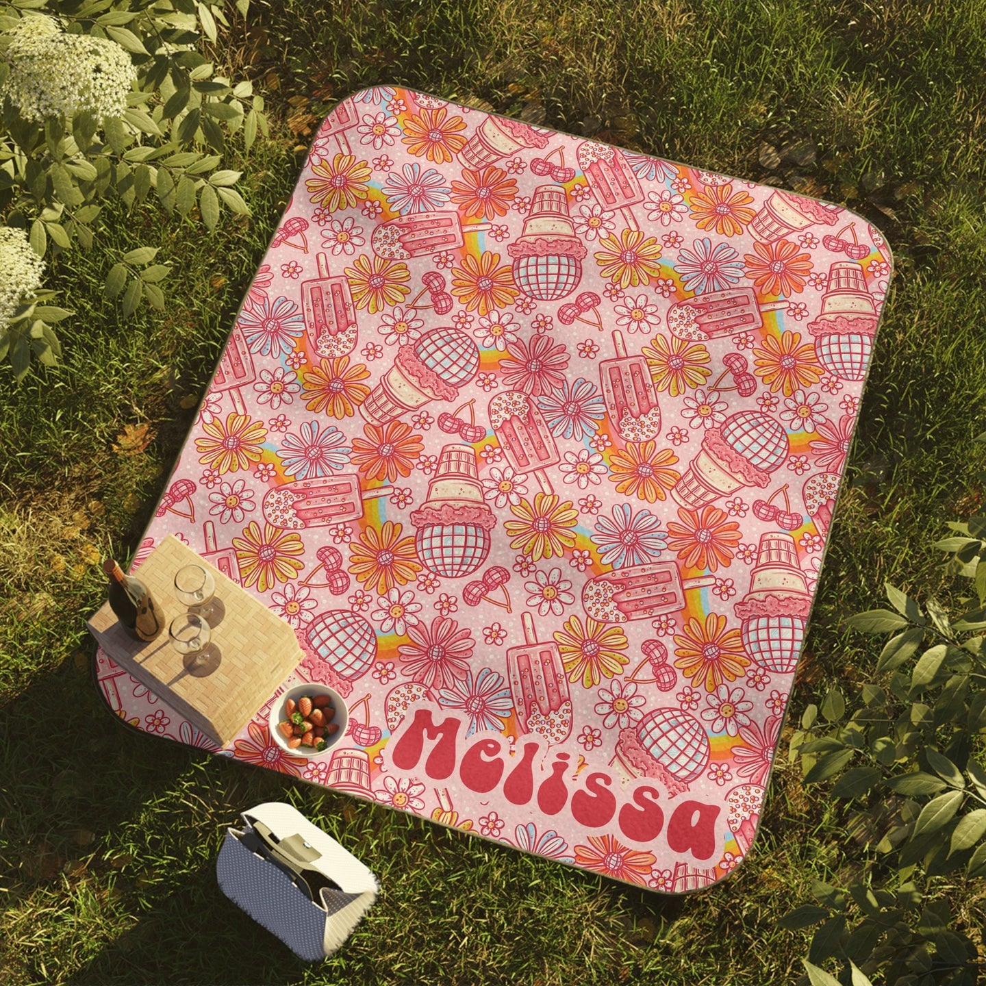 Personalized Groovy Picnic Blanket disco waterproof