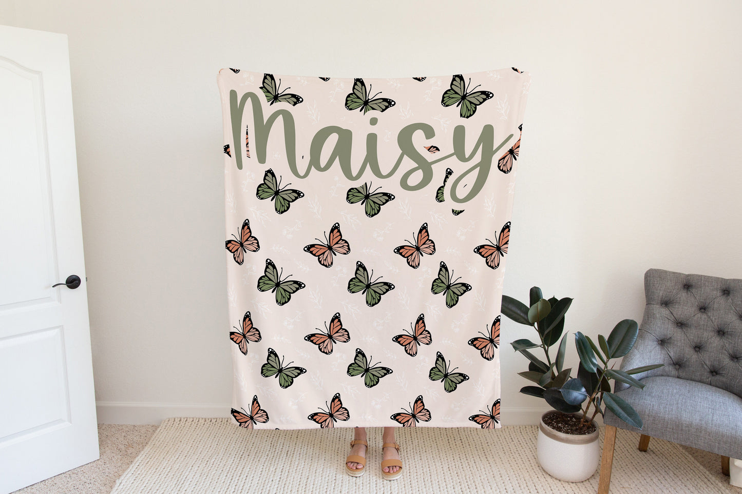 Personalized Boho Blanket Butterfly