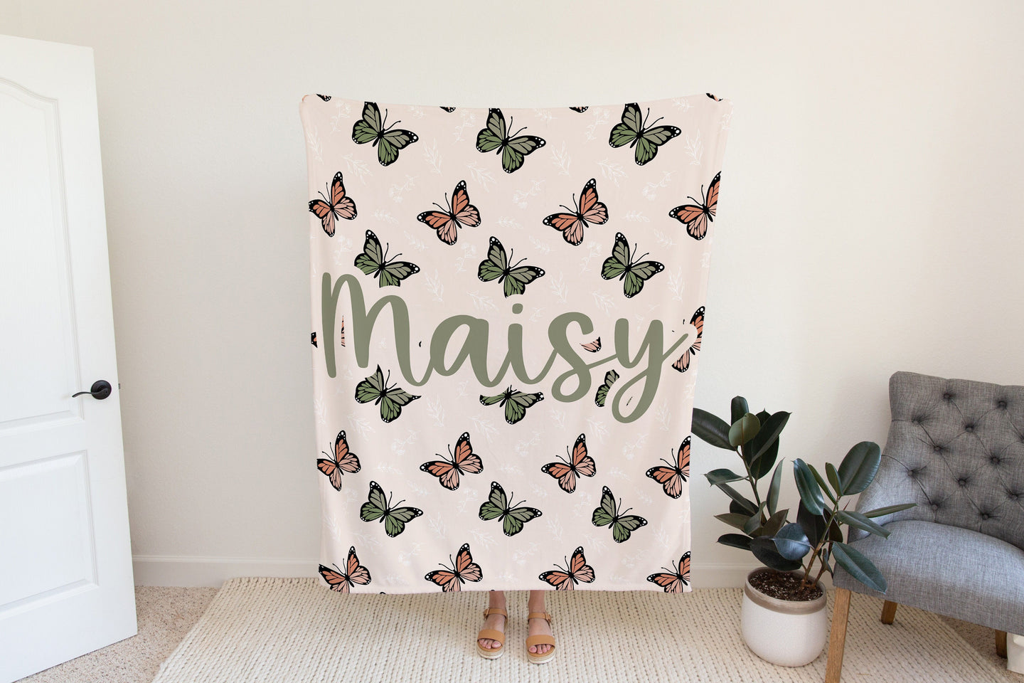 Personalized Boho Blanket Butterfly