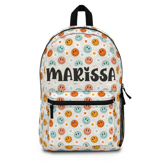 Personalized Backpack smiley face, Back to school girls bag Kids toddler Backpack, Gifts for kids Girls Backpack, custom daycare bag