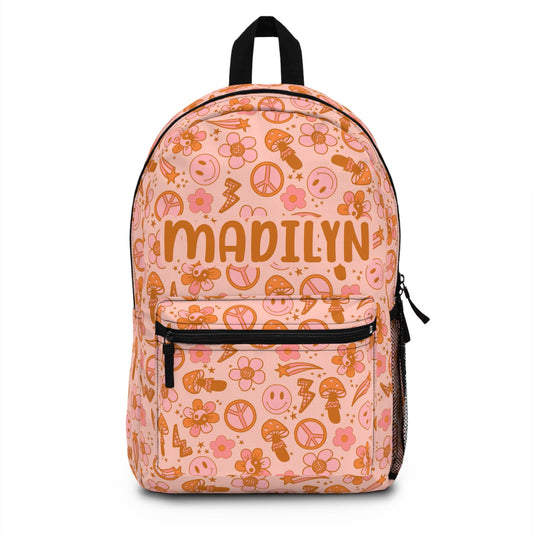 Personalized Backpack retro groovy, Back to school girls bag Kids toddler Backpack, Gifts for kids Girls Backpack, custom daycare bag