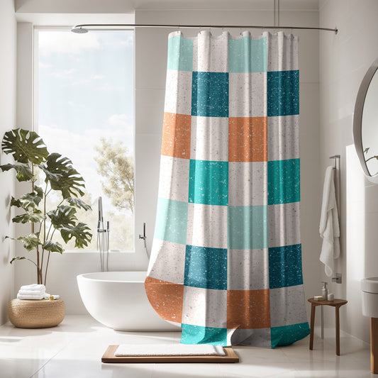 Checkered Shower Curtain Personalized boys, kids shower curtain retro, shower curtain boho, custom shower curtain, vintage shower curtain