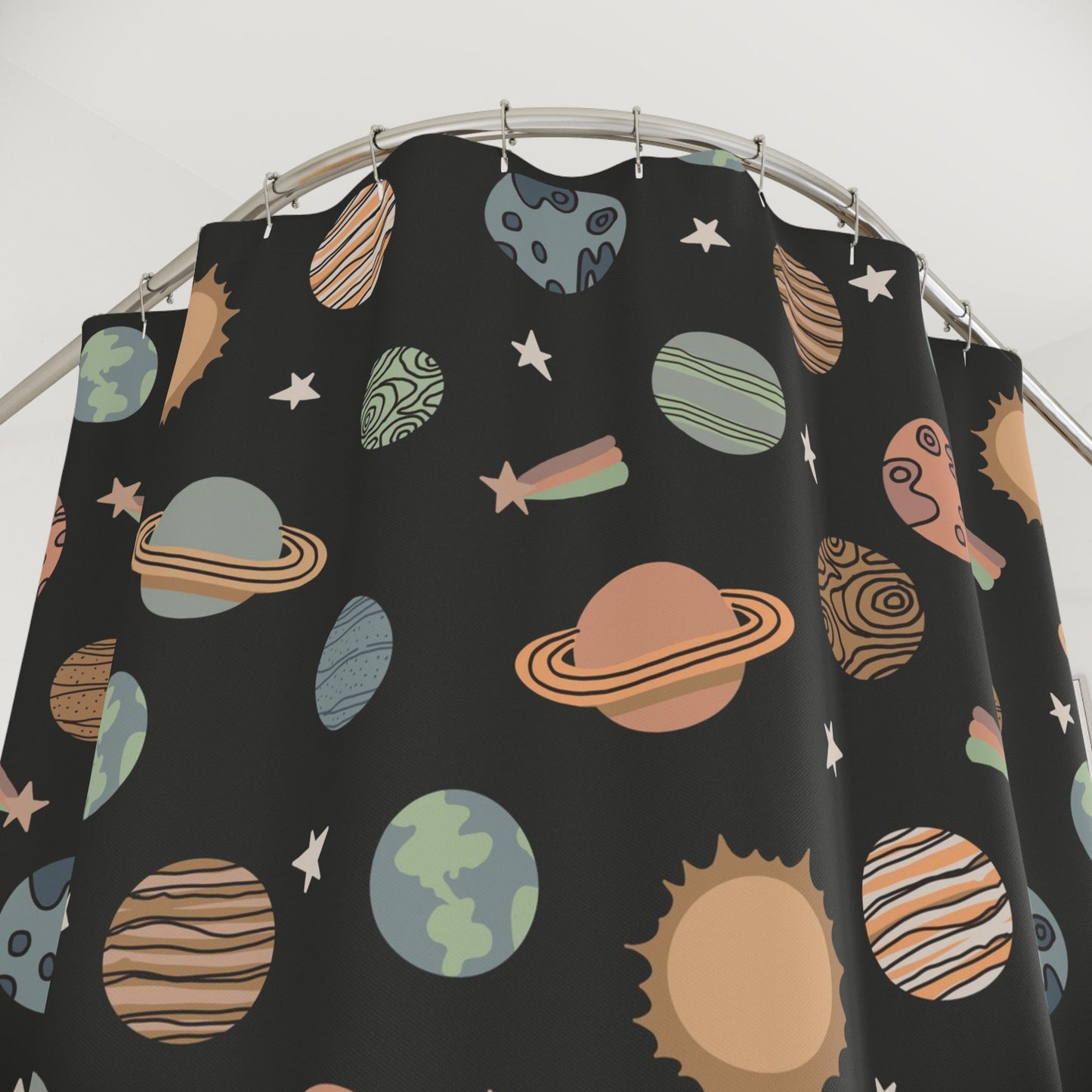 Boys Shower Curtain Personalized Planets, kids shower curtain Outerspace, shower curtain boho, custom shower curtain, vintage shower curtain