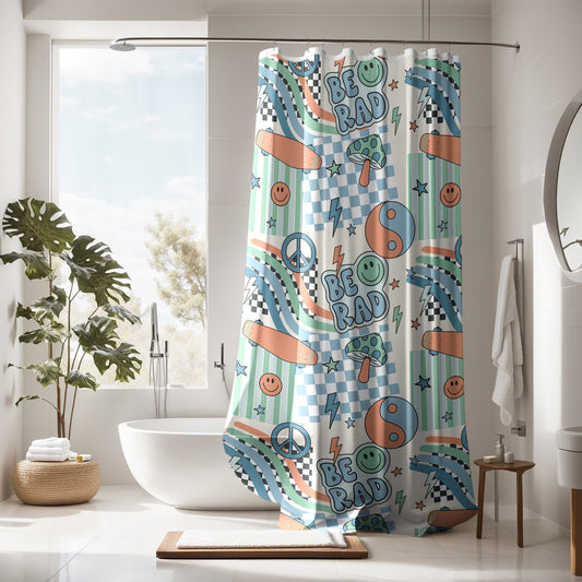 Boys Shower Curtain Personalized patchwork, kids shower curtain retro, shower curtain boho, custom shower curtain, vintage shower curtain