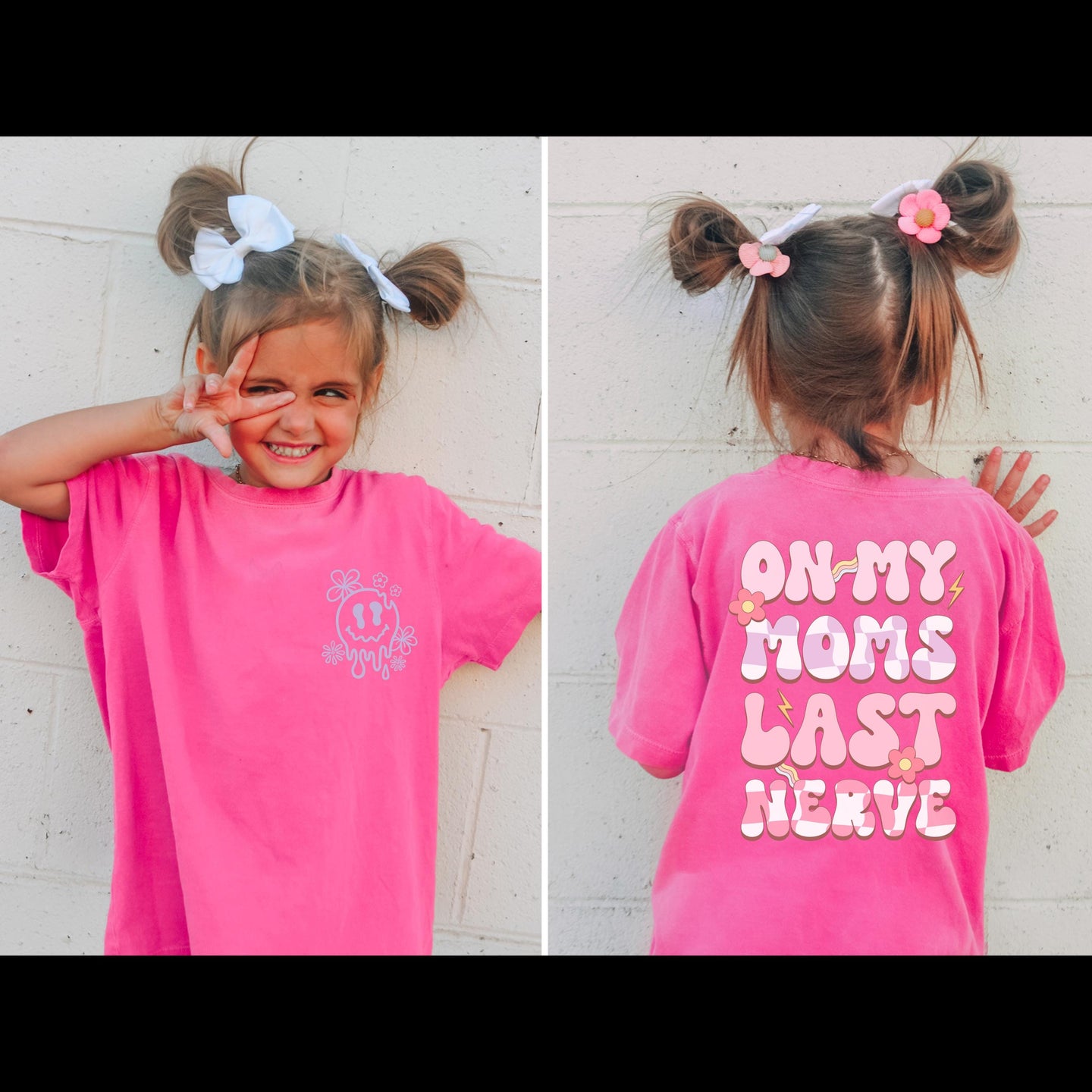Funny Toddler Shirt,  On Moms last nerve tshirt, Backside Design Kids Tee, Funny Kid Life Tee, Funny Youth Shirt