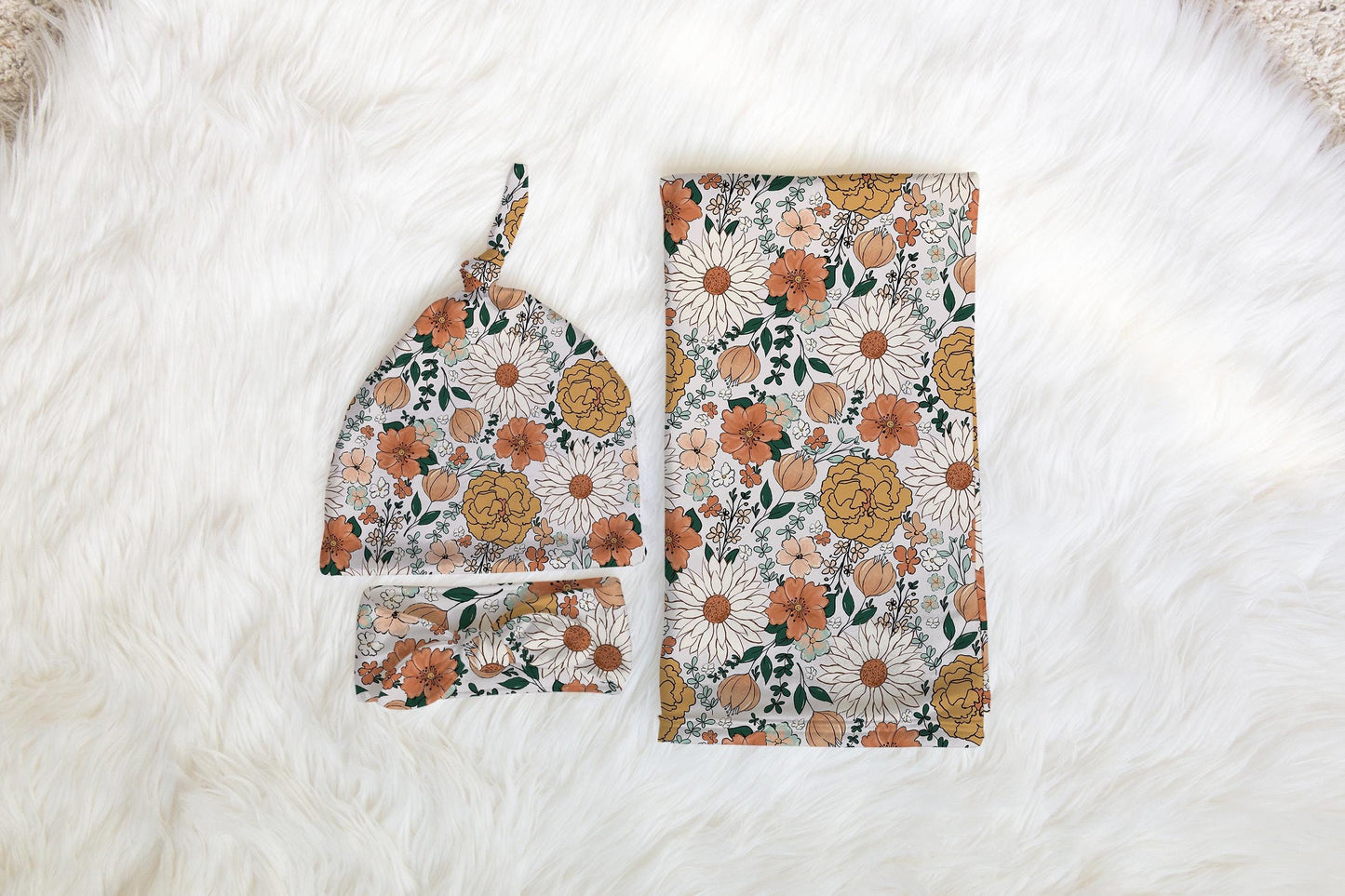 Custom Floral Baby Swaddle Blanket newborn boho, coming home hospital announcement reveal outfit, personalized name blanket baby shower gift