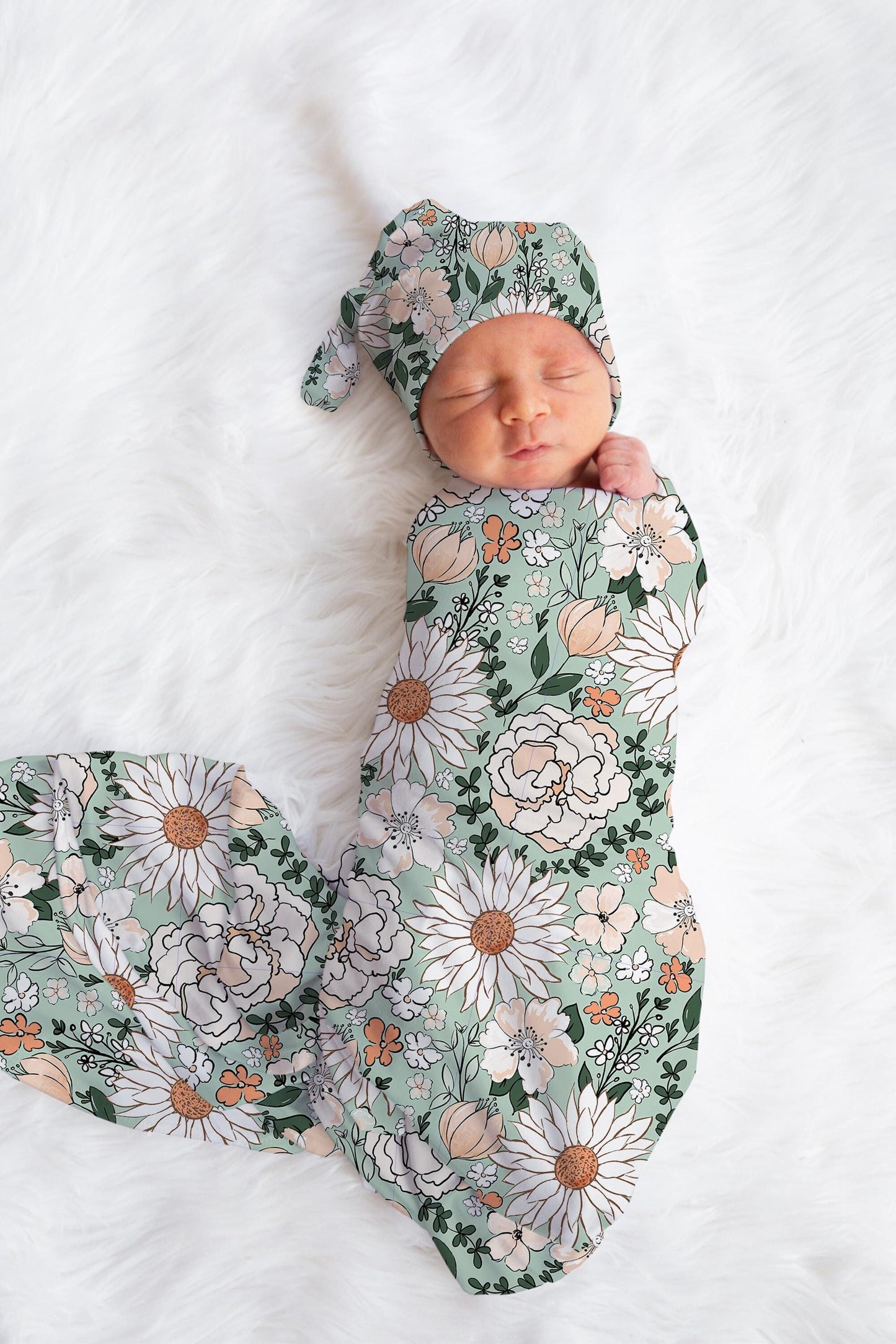 Personalized Floral Baby Swaddle Blanket newborn boho, coming home hospital announcement reveal outfit, custom name blanket baby shower gift