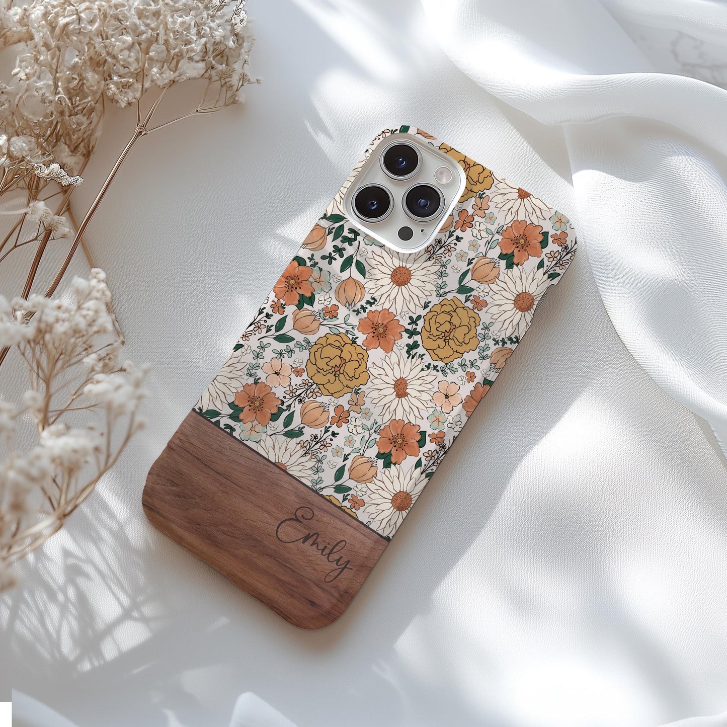 Personalized floral phone case for iphone 15, 14, 13 Pro Max, 12 Mini, iPhone 11 Pro, iPhone x, iPhone XS, Samsung floral phone case