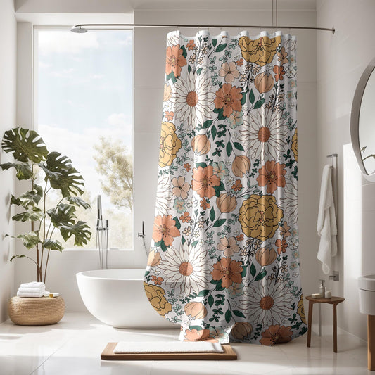 Boho Shower Curtain, shower curtain retro, shower curtain boho, custom shower curtain, vintage shower curtain, botanical shower curtain