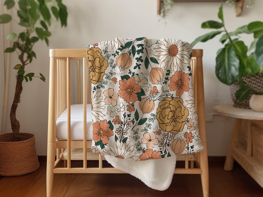 Personalized Blanket floral Girl Boho throw Baby Shower Gift Wildflower Newborn Baby Girl Name Blanket Floral Girl Daisy Blanket