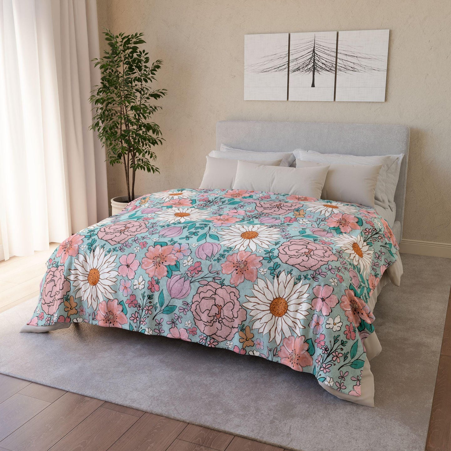 Personalized Blanket floral Girl Boho throw Baby Shower Gift Wildflower Newborn Baby Girl Name Blanket Floral Girl Daisy Blanket