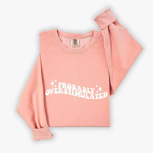 probably overstimulated comfort colors sweater, minimalist gift for her anniversary birthday, mental health sweater, Trendy Sweater