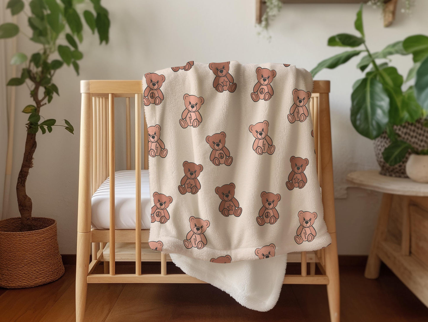 Teddy bear blanket for boys, personalized blanket custom name throw, birthday gift for him, custom name baby blanket, baby shower gift