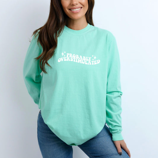 probably overstimulated comfort colors sweater, minimalist gift for her anniversary birthday, mental health sweater, Trendy Sweater
