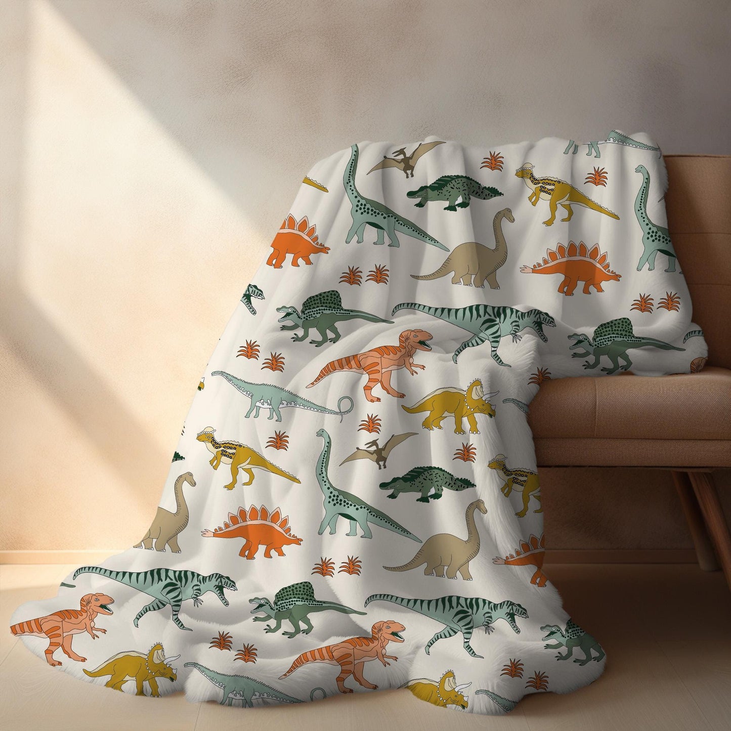 Personalized blanket for boys, Dinosaur blanket, neutral birthday gift for him, custom name baby blanket, baby shower gift