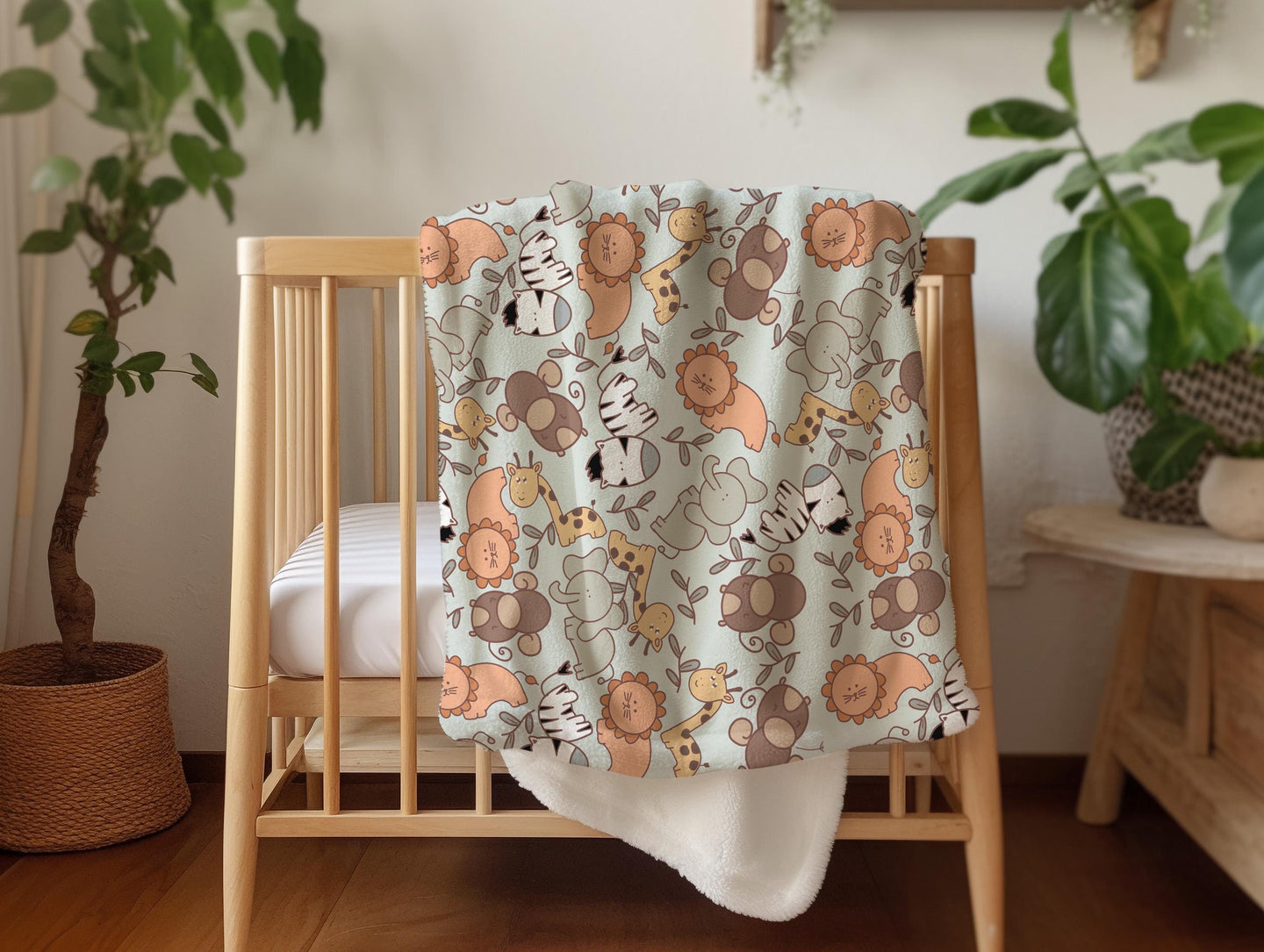 Personalized blanket for boys, safari animal blanket zoo theme, birthday gift for him, custom name baby blanket unisex, baby shower gift
