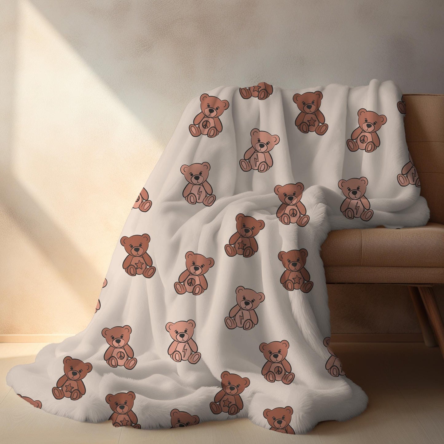 Teddy bear blanket for boys, personalized blanket custom name throw, birthday gift for him, custom name baby blanket, baby shower gift