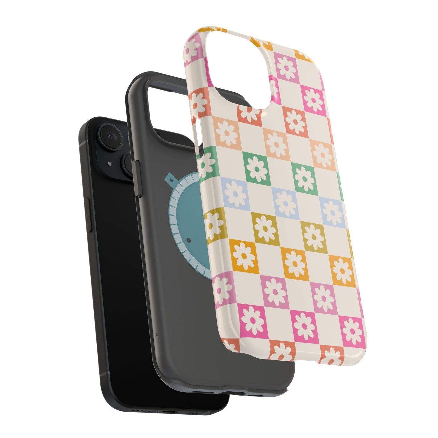 Custom Retro Checkered iphone case 16, 15, 14, 13 Pro Max, MAGSAFE Iphone case floral, vintage pink personalized phone case
