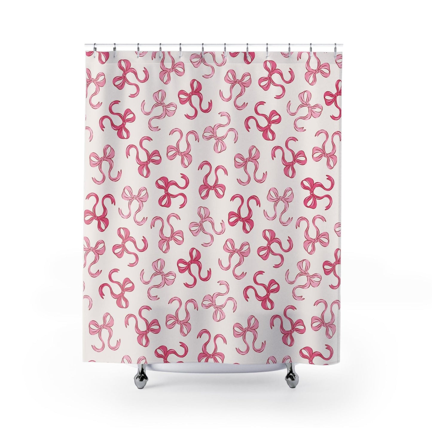 Pink Bow Shower Curtain Coquette decor, custom trendy coquette bathroom decor, preppy shower curtain, aesthetic bathroom decor personalized