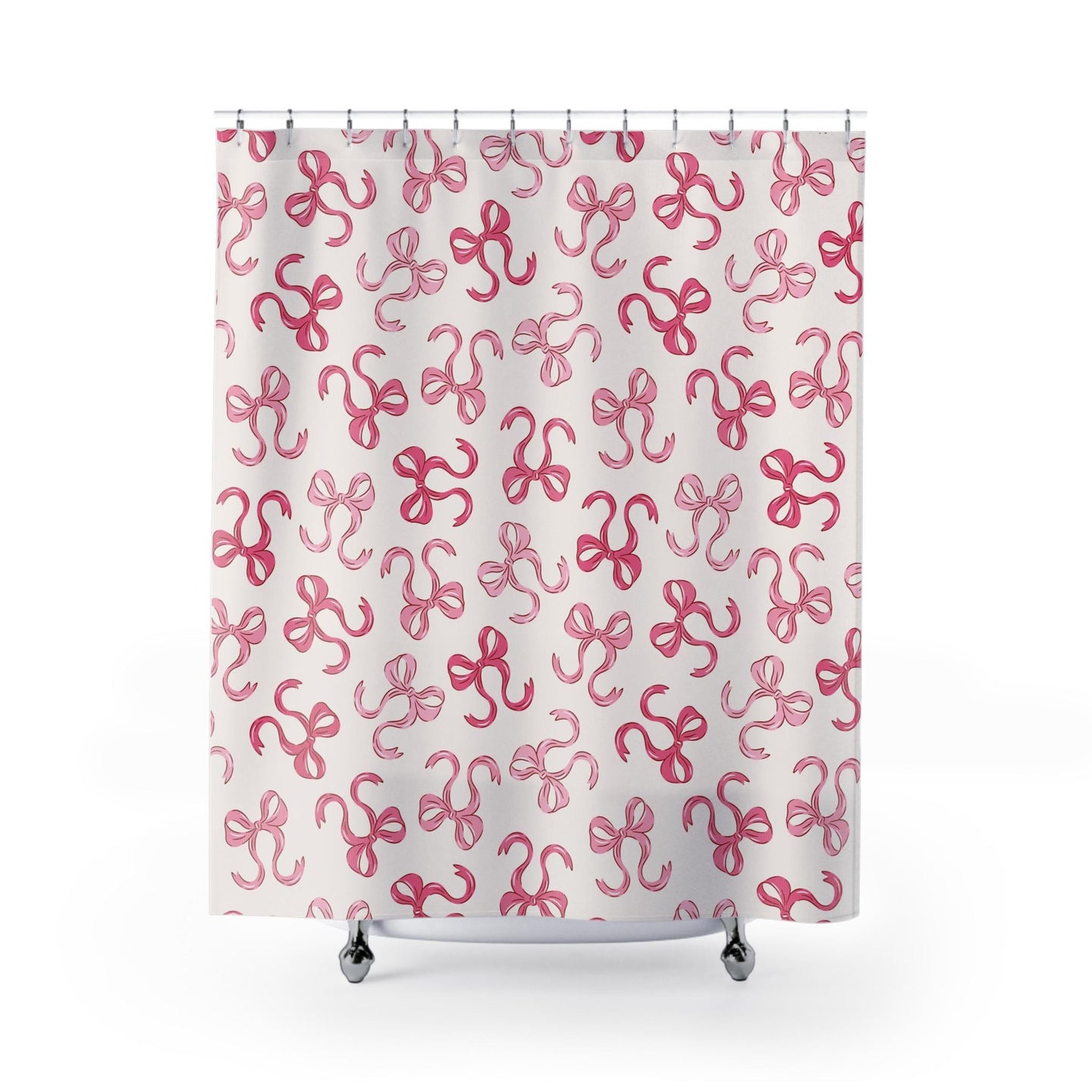Pink Bow Shower Curtain Coquette decor, custom trendy coquette bathroom decor, preppy shower curtain, aesthetic bathroom decor personalized