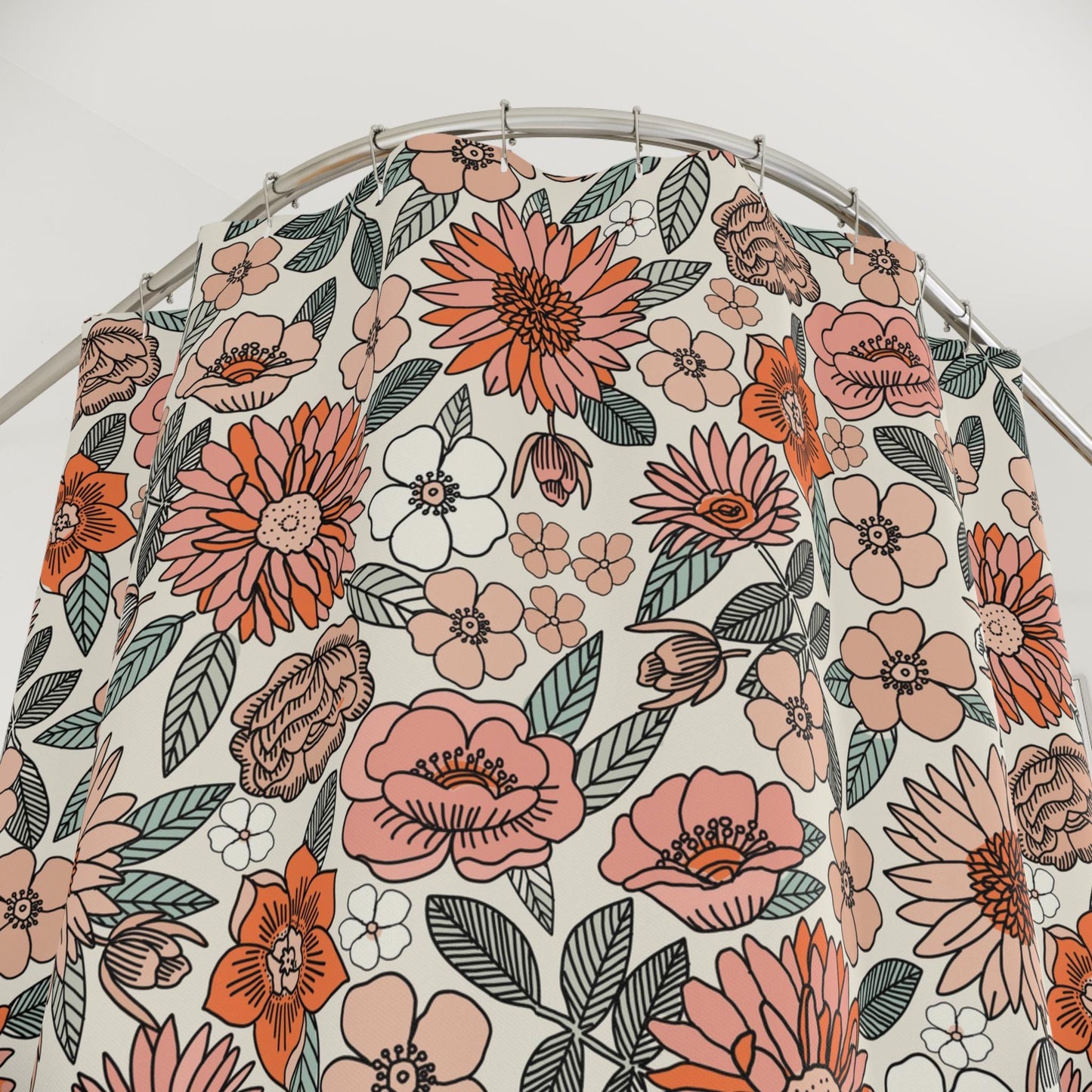 Boho Shower Curtain, shower curtain retro, shower curtain boho, custom shower curtain, vintage shower curtain, botanical shower curtain