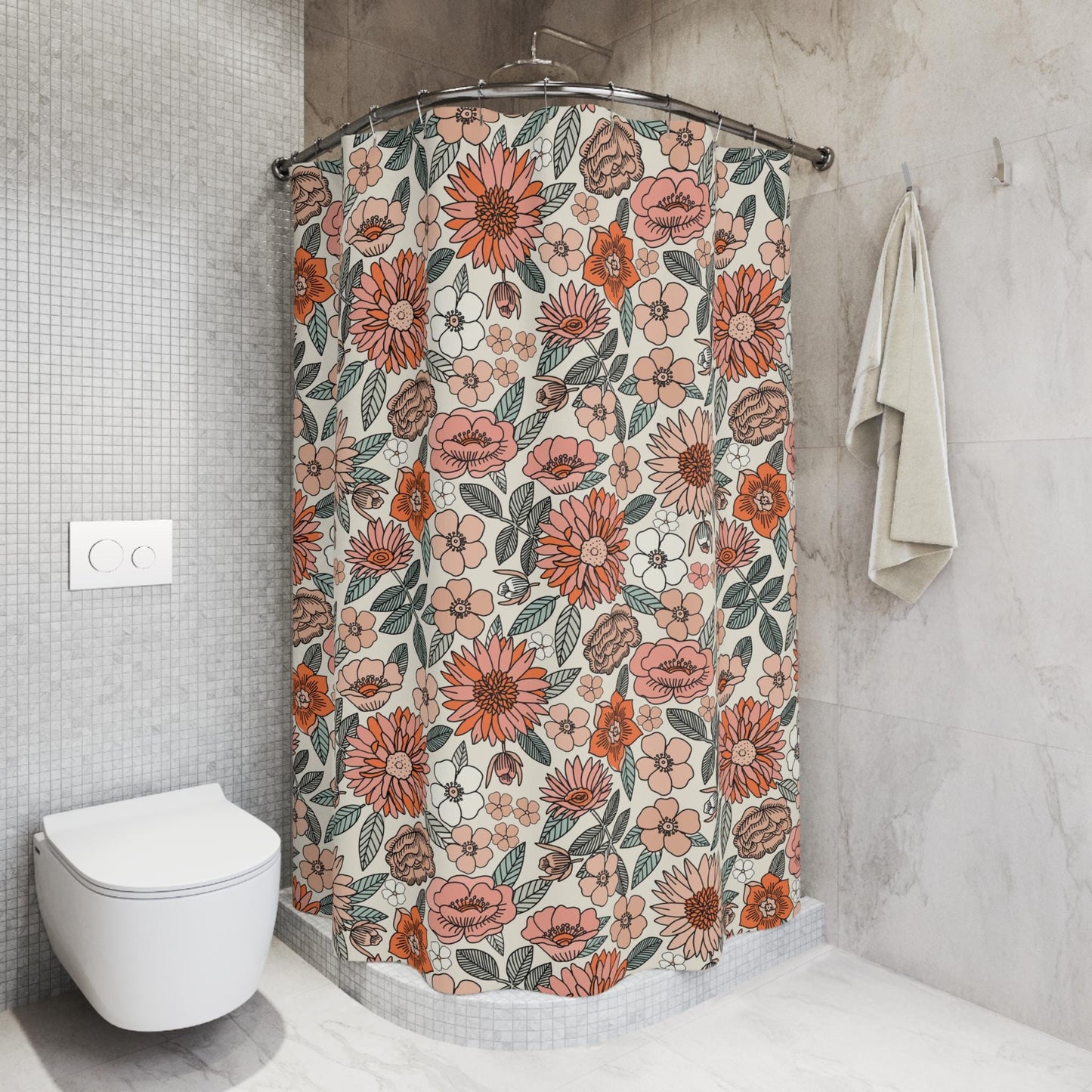 Boho Shower Curtain, shower curtain retro, shower curtain boho, custom shower curtain, vintage shower curtain, botanical shower curtain