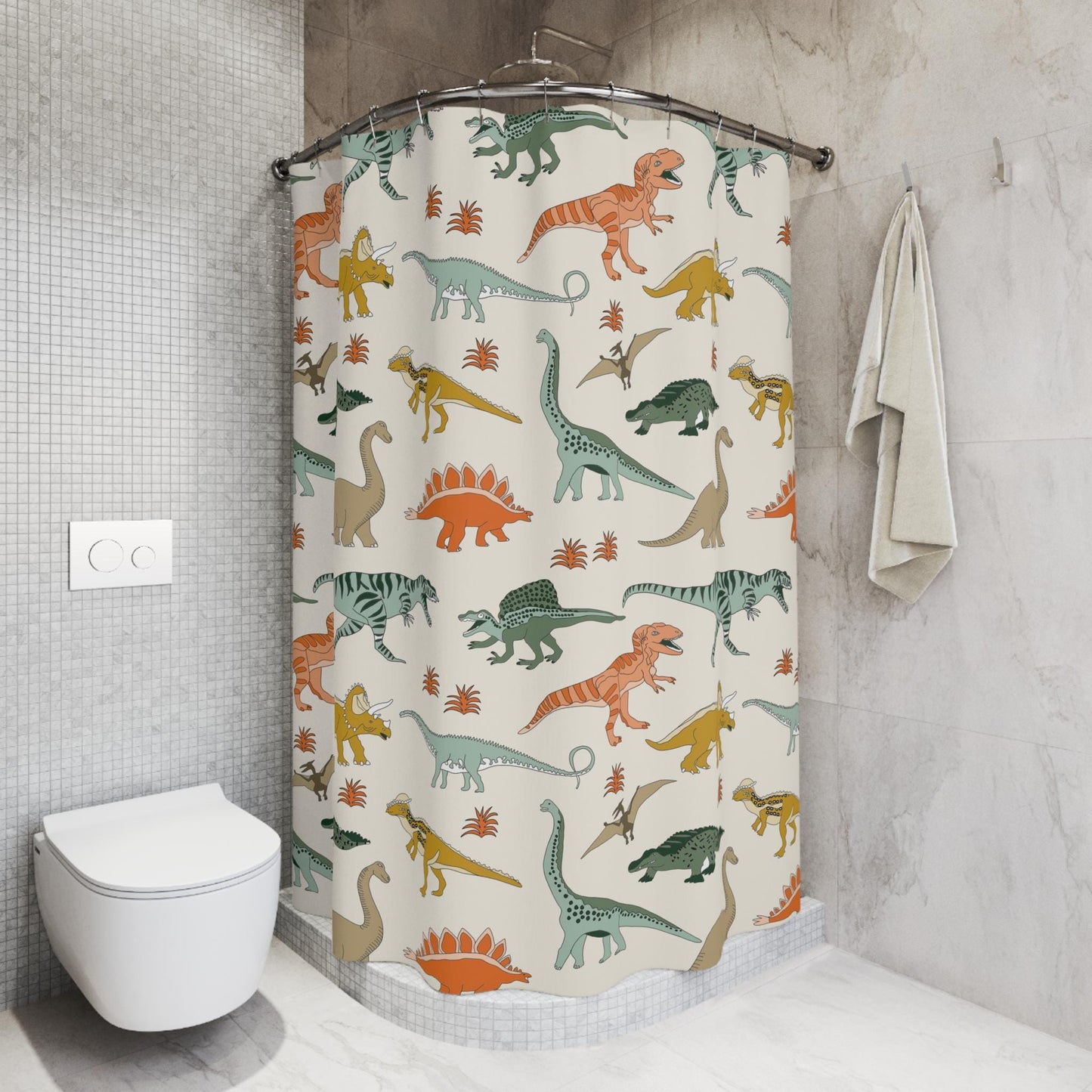 Boys Shower Curtain Personalized dinosaur, kids shower curtain, shower curtain neutral boys dinosaur decor, birthday boy gift housewarming