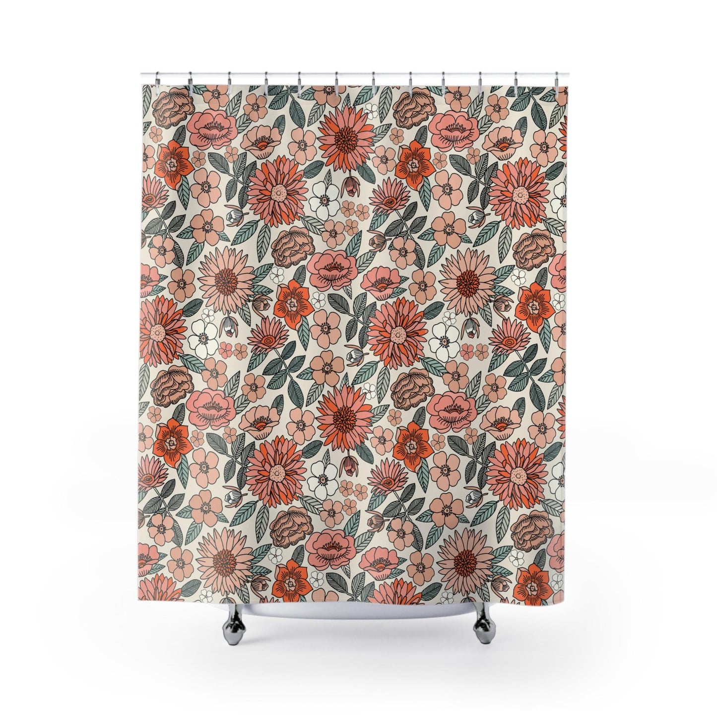 Boho Shower Curtain, shower curtain retro, shower curtain boho, custom shower curtain, vintage shower curtain, botanical shower curtain