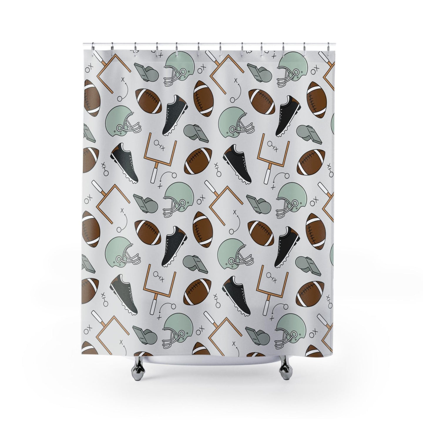 Football Shower Curtain for Boys, boys bathroom decor, football lover gift home accessories, personalized custom shower curtain