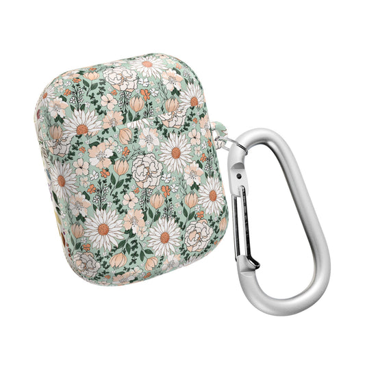 Floral AirPod Cases, Green and White Flower Pattern Protective Cover, AirPods Accessories, Floral Tech Gift, AirPods Case for Women, Cute