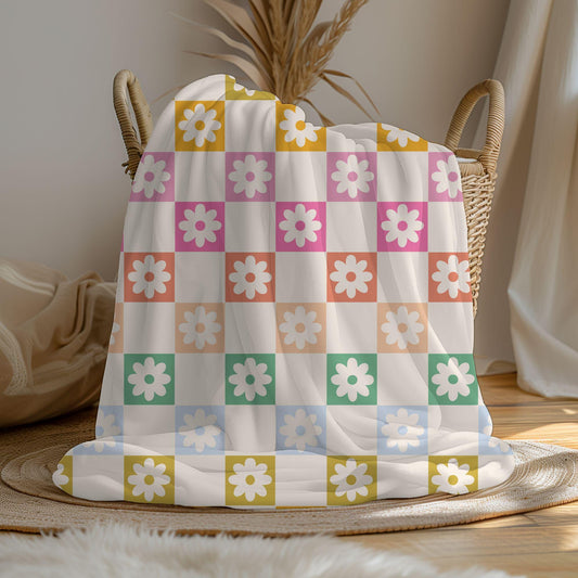 Personalized floral vintage blanket with Name, Custom name blanket gift, Birthday Anniversary Gift for her, floral baby blanket rainbow