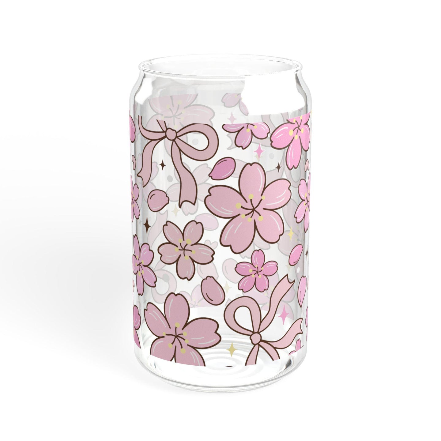 Coquette Bow Glass Cup with bamboo lid glass straw