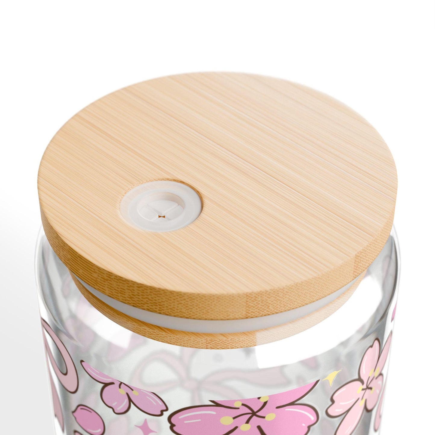 Coquette Bow Glass Cup with bamboo lid glass straw