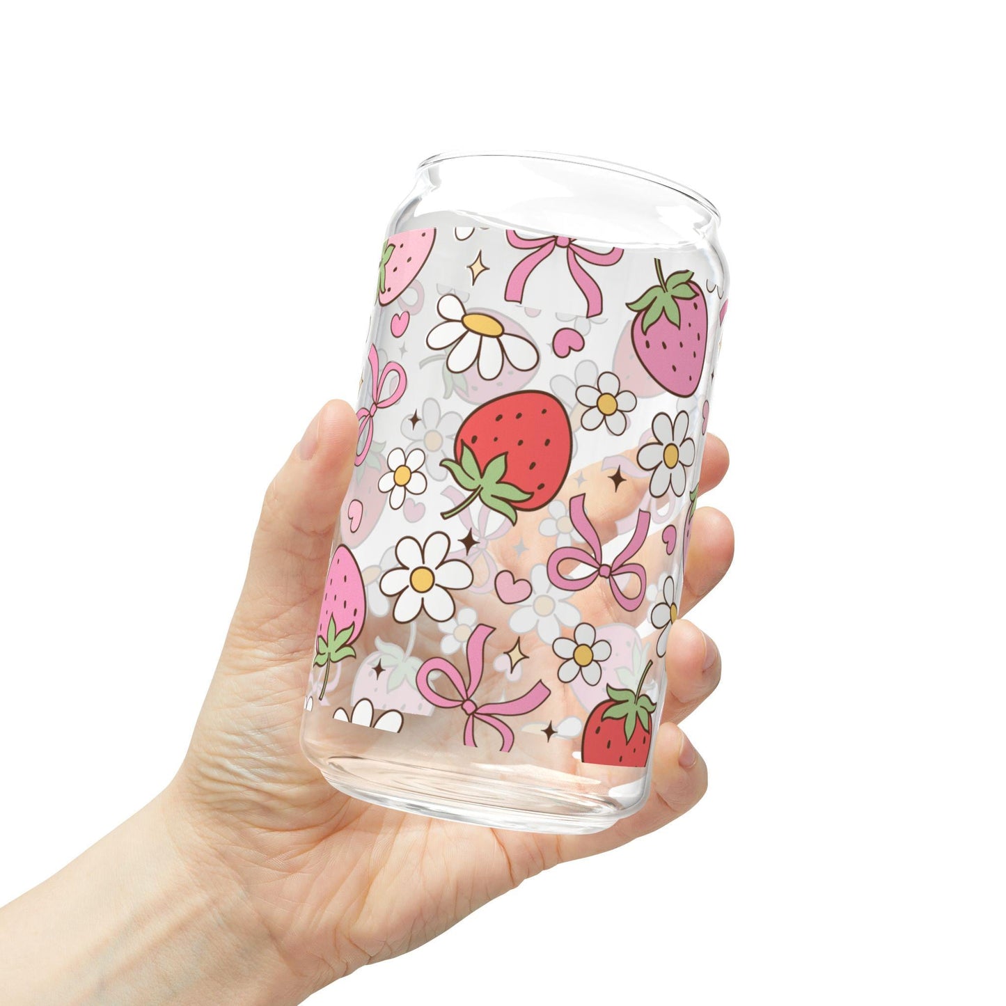 Coquette Bow Glass Cup with bamboo lid glass straw