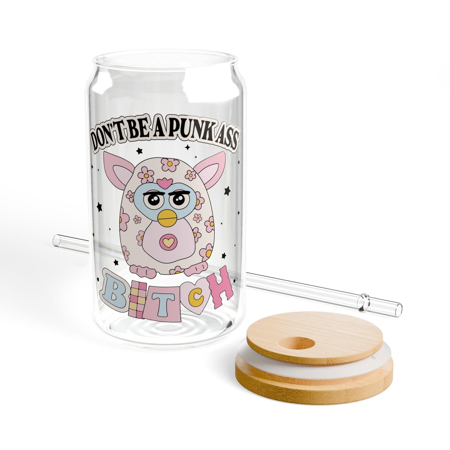 Nostalgic glass can, Preppy funny glass cup with bamboo lid glass straw, Cute Cup Beer Can Iced Coffee Glass Cup Cute gift for her