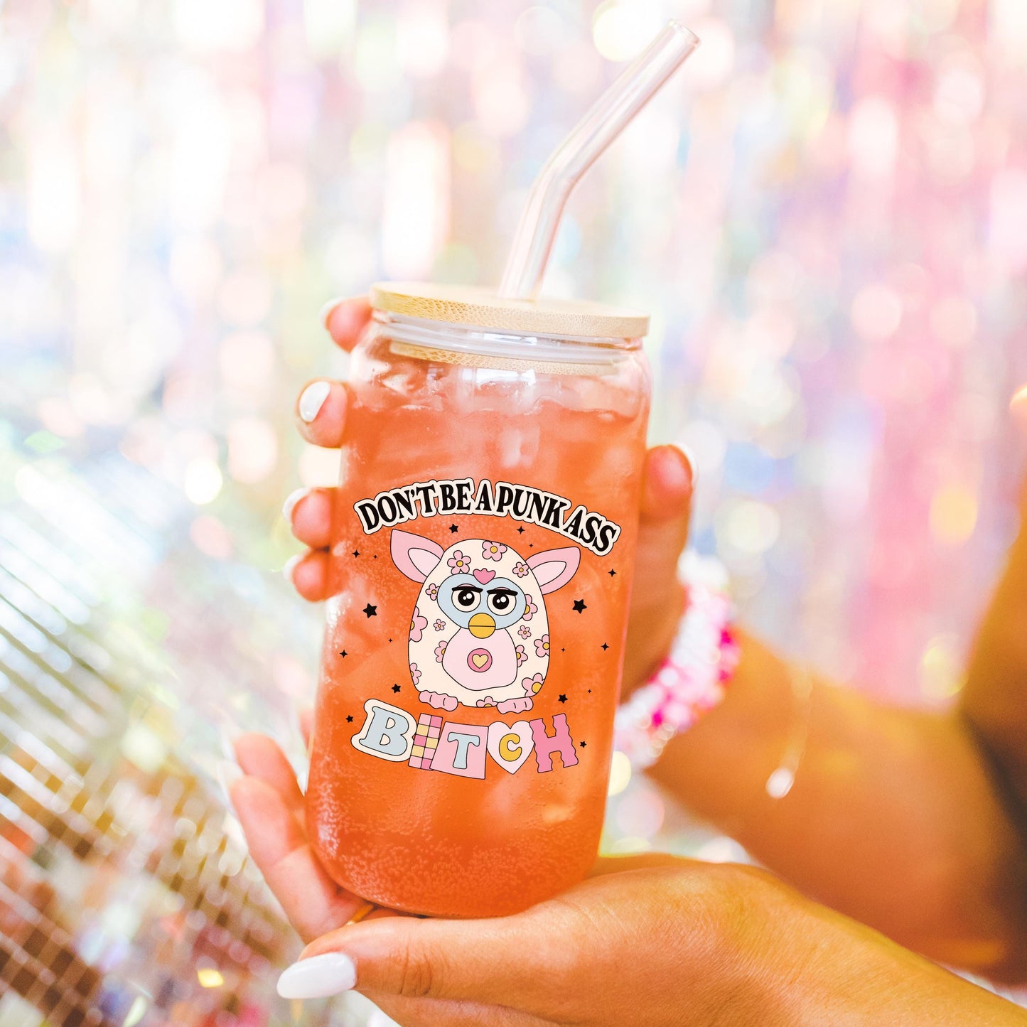 Nostalgic glass can, Preppy funny glass cup with bamboo lid glass straw, Cute Cup Beer Can Iced Coffee Glass Cup Cute gift for her