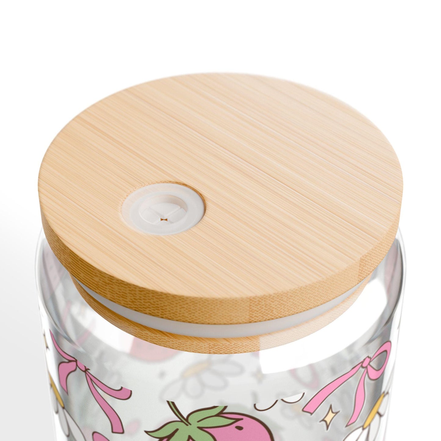 Coquette Bow Glass Cup with bamboo lid glass straw