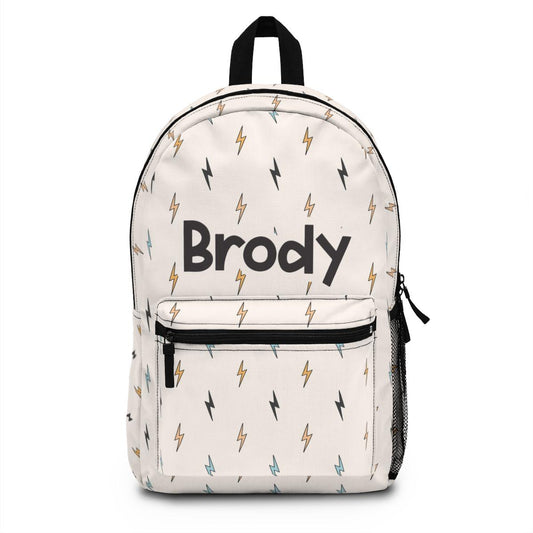 Personalized Backpack lightning bolt, Back to school boys bag Kids toddler Backpack, Gifts for kids beige Boys Backpack, custom daycare bag