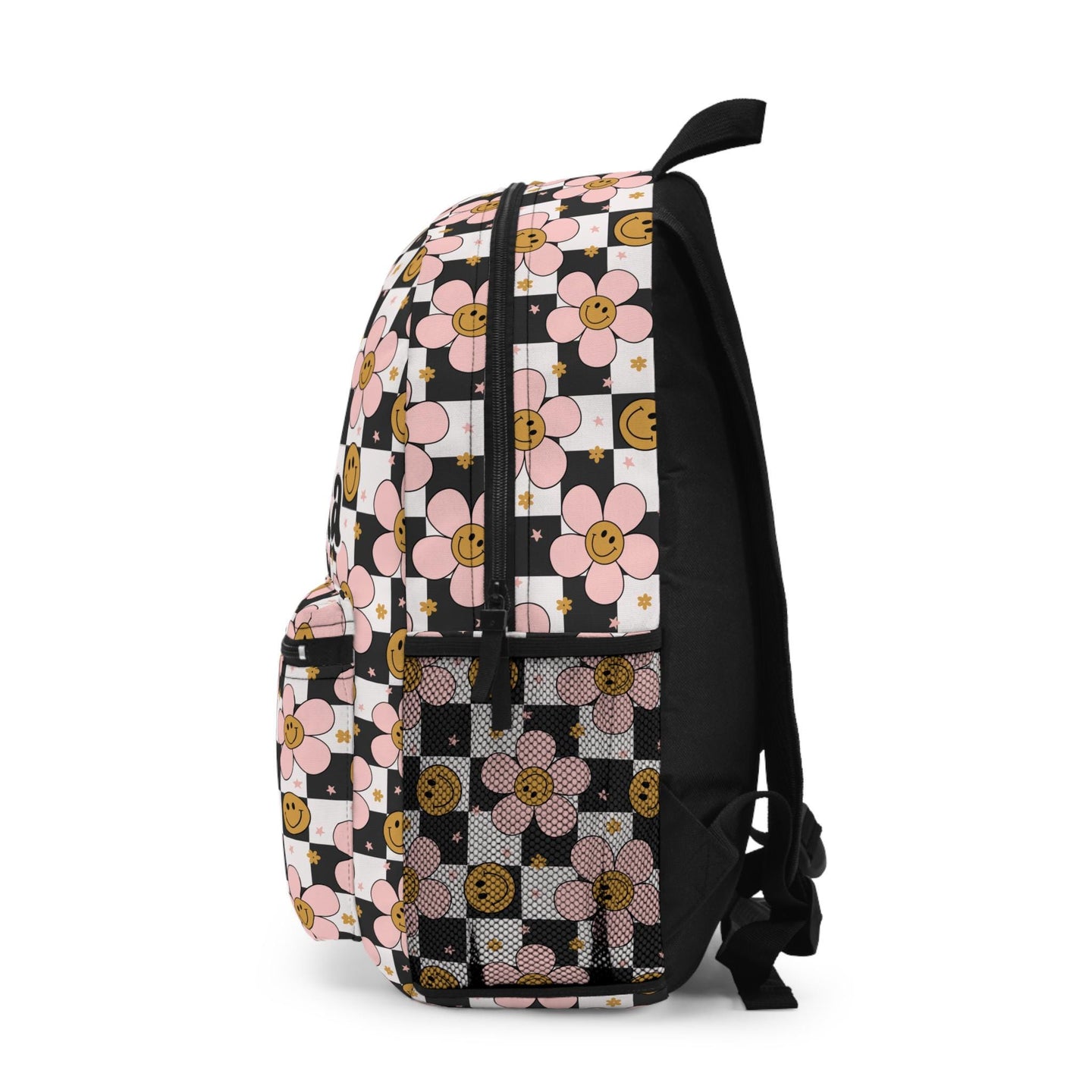 Personalized Backpack smiley face checkered, Back to school Gifts for kids Girls Backpack, Kids toddler Backpack, custom daycare bag