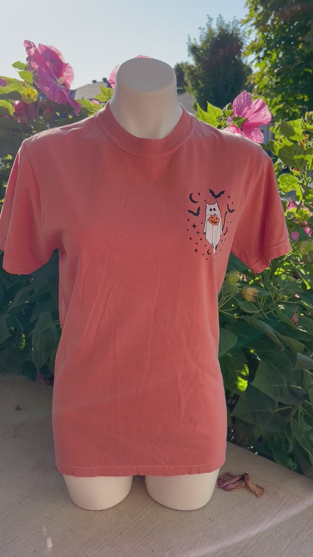 Ghost Kitty Comfort Colors T-shirt for Halloween Fall