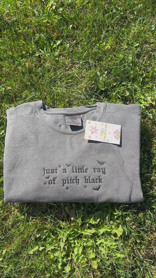 Just a Little Ray of Pitch Black Sweater Embroidered