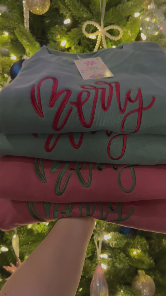Merry Embroidered Christmas Sweater